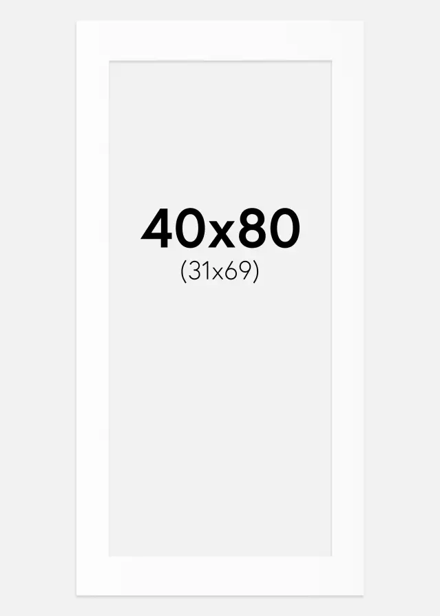 Passepartout Vit Standard (Vit Kärna) 40x80 cm (31x69)