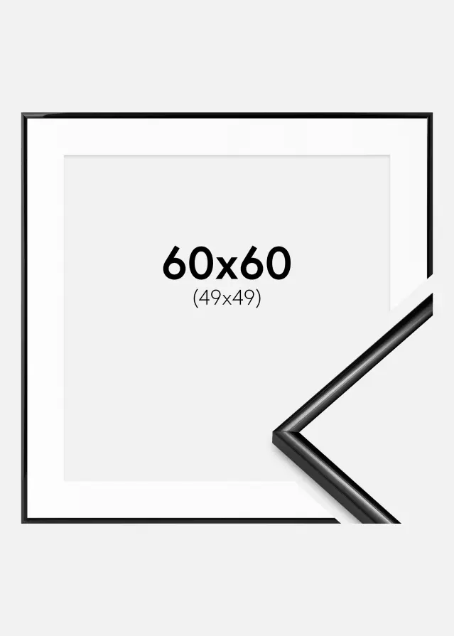 Ram Scandi Svart 60x60 cm - Passepartout Vit 50x50 cm