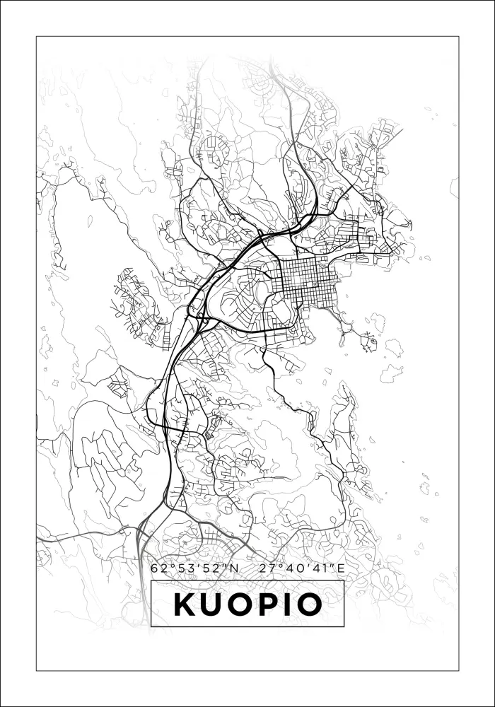 Karta - Kuopio - Vit Poster