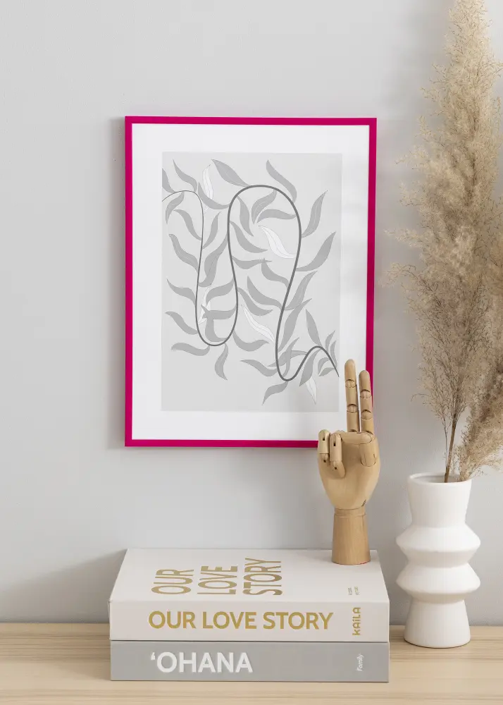 Ram New Lifestyle Mörkrosa 30x40 cm - Passepartout Vit 21x29,7 cm (A4)