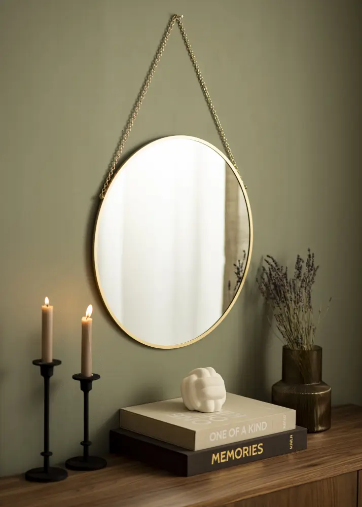 Rund Spegel Modern Guld 50 cm Ø