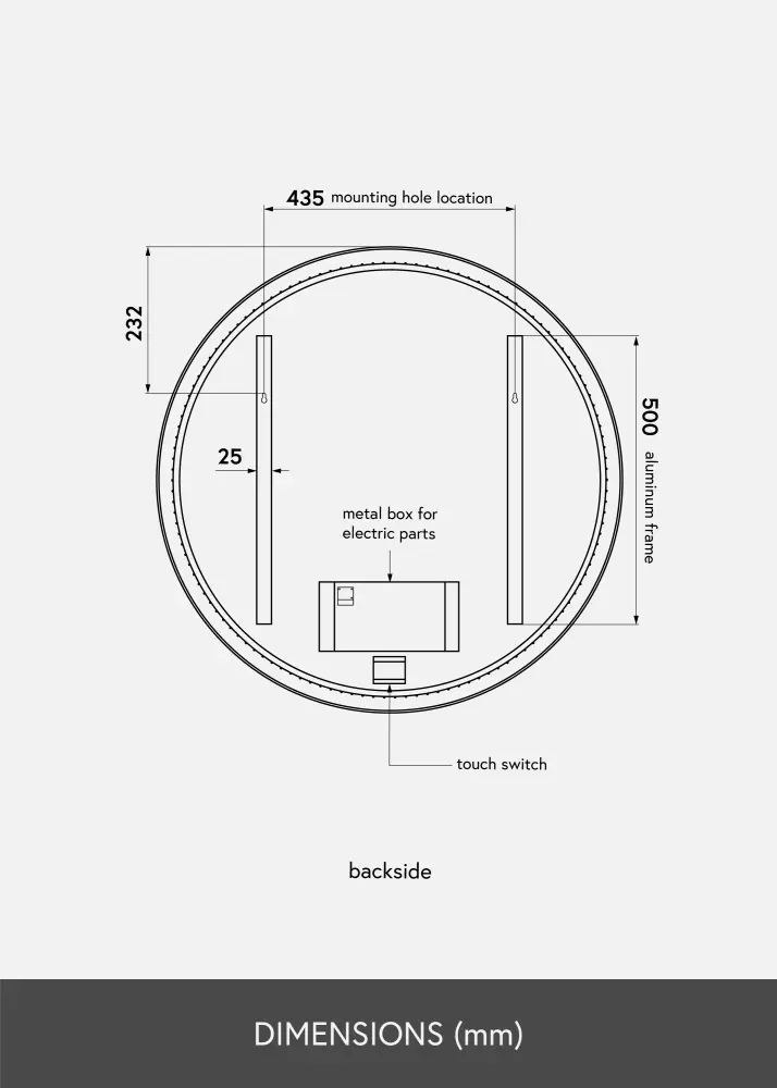 KAILA Spegel Circle LED Svart 80 cm Ø