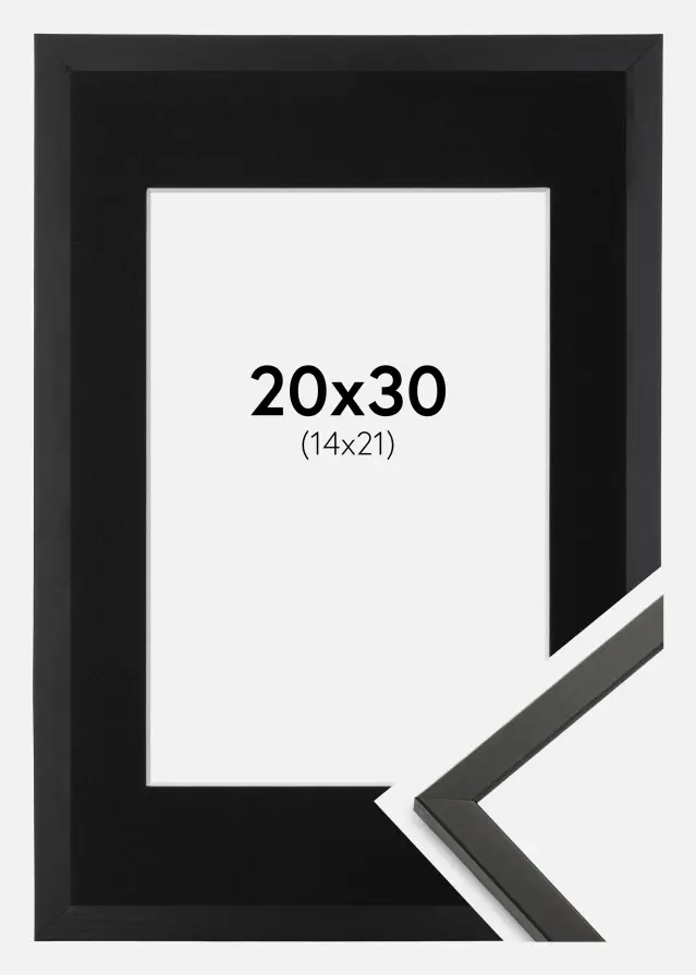 Ram Galant Svart 20x30 cm - Passepartout Svart 15x22 cm