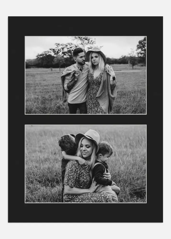 Passepartout Svart 18x24 cm - Collage 2 Bilder (9x14 cm)