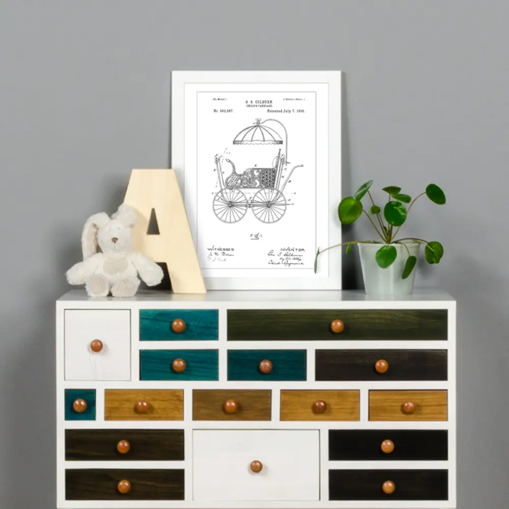 Patentritning - Barnvagn I Poster