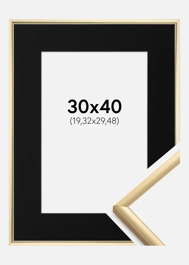 Ram New Lifestyle Guld 30x40 cm - Passepartout Svart 8x12 inches