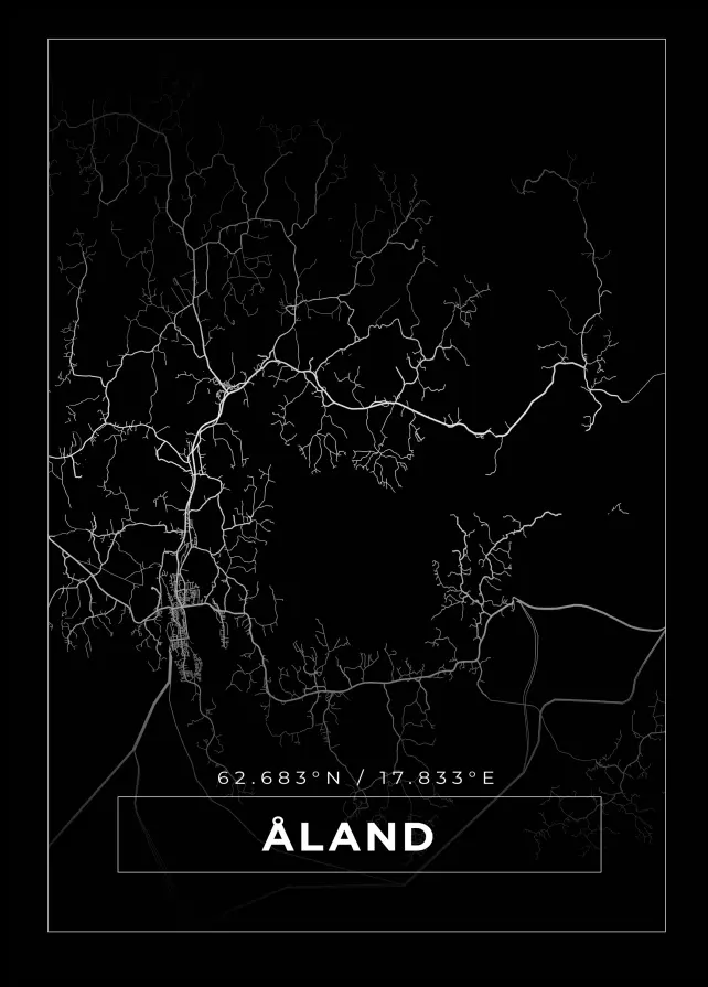 Karta - Åland - Svart Poster