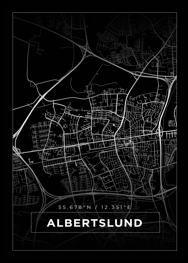 Karta - Albertslund - Svart Poster