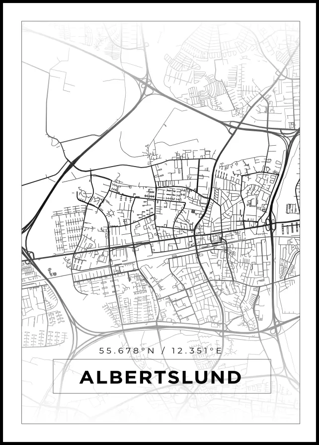 Karta - Albertslund - Vit Poster