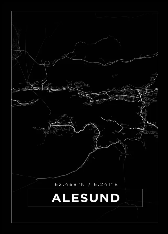 Karta - Alesund - Svart Poster