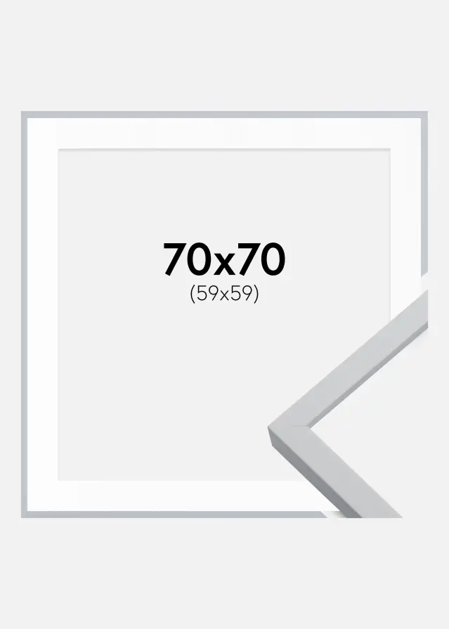 Ram Oslo Vit 70x70 cm - Passepartout Vit 60x60 cm