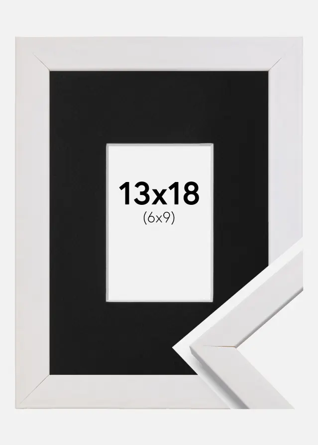 Ram Stilren Vit 13x18 cm - Passepartout Svart 7x10 cm
