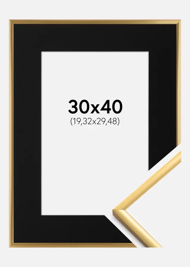 Ram New Lifestyle Shiny Gold 30x40 cm - Passepartout Svart 8x12 inches