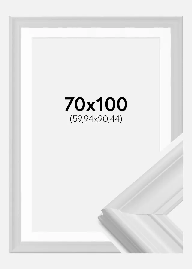 Ram Mora Premium Vit 70x100 cm - Passepartout Vit 24x36 inches