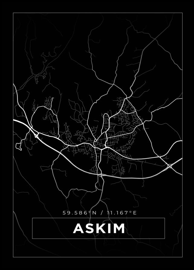 Karta - Askim - Svart Poster