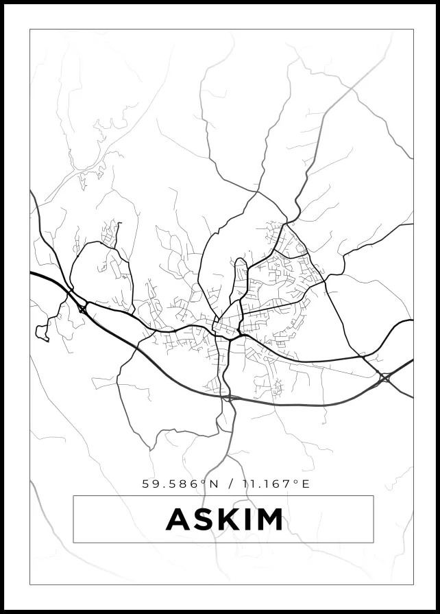 Karta - Askim - Vit Poster
