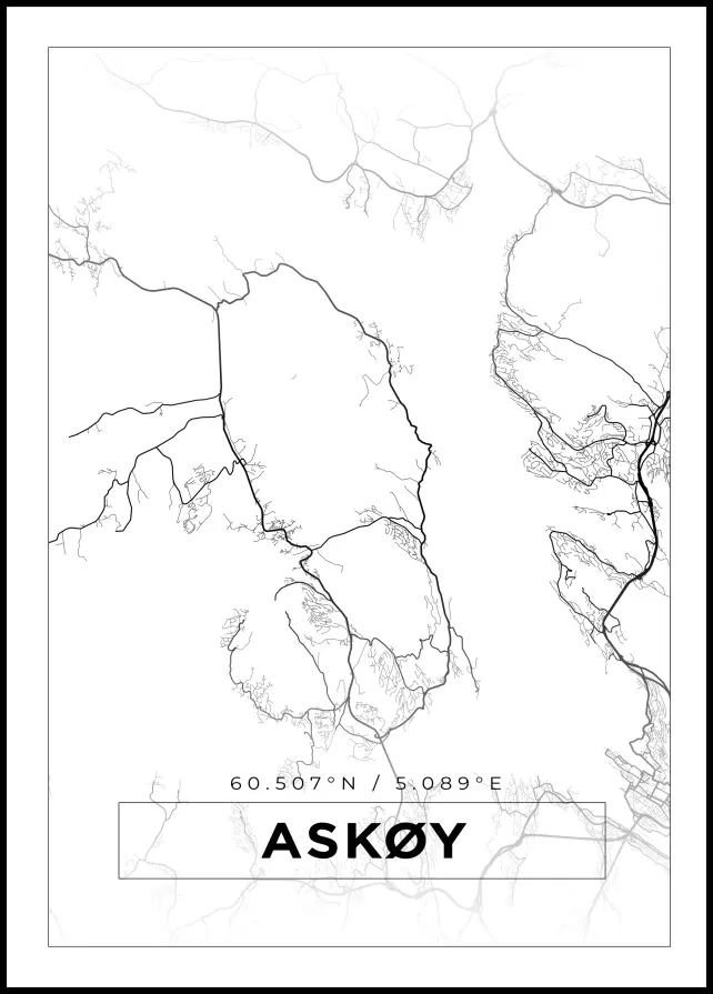 Karta - Askøy - Vit Poster