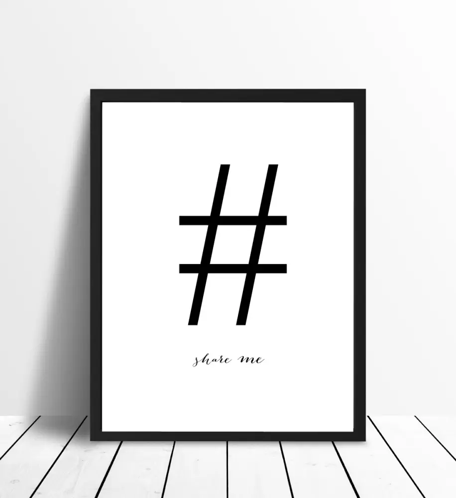 Share me - Vit med svart tryck Poster