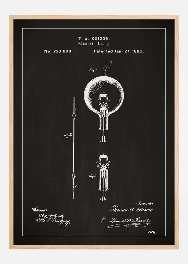 Patentritning - Glödlampa B - Svart Poster