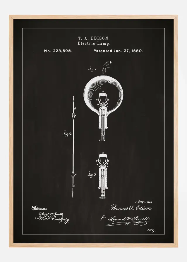 Patentritning - Glödlampa B - Svart Poster