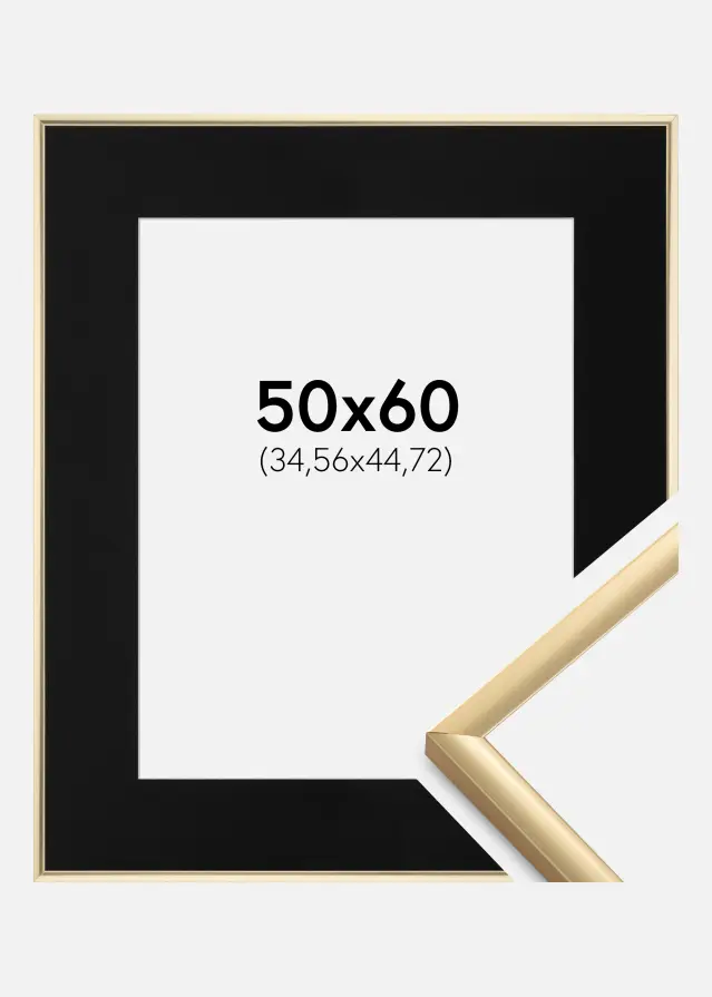 Ram New Lifestyle Guld 50x60 cm - Passepartout Svart 14x18 inches