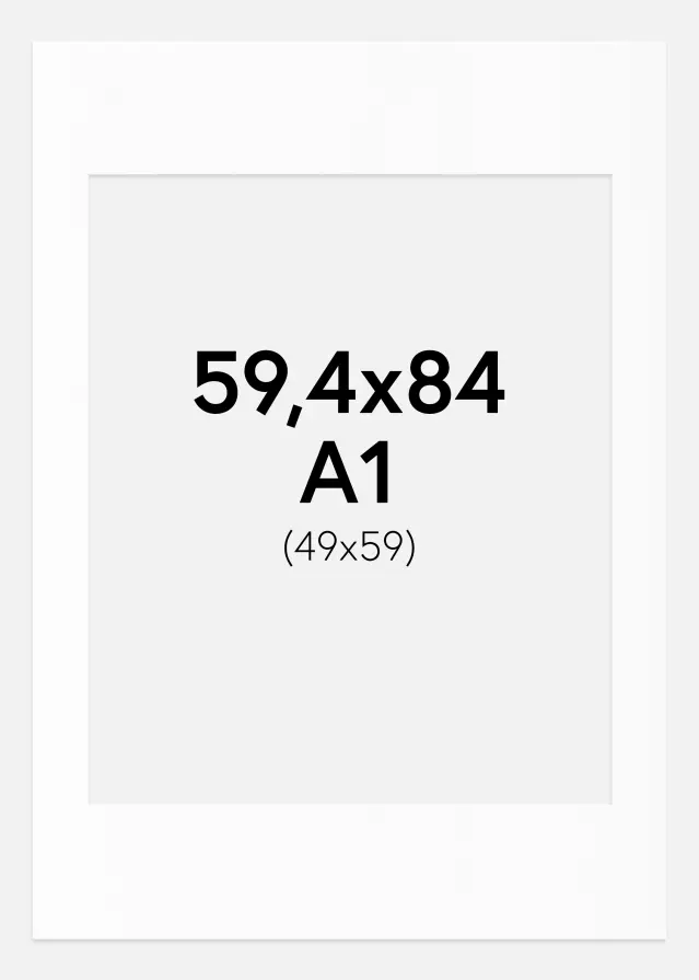 Passepartout Vit Standard (Vit kärna) A1 59,4x84,1 cm (49x59)