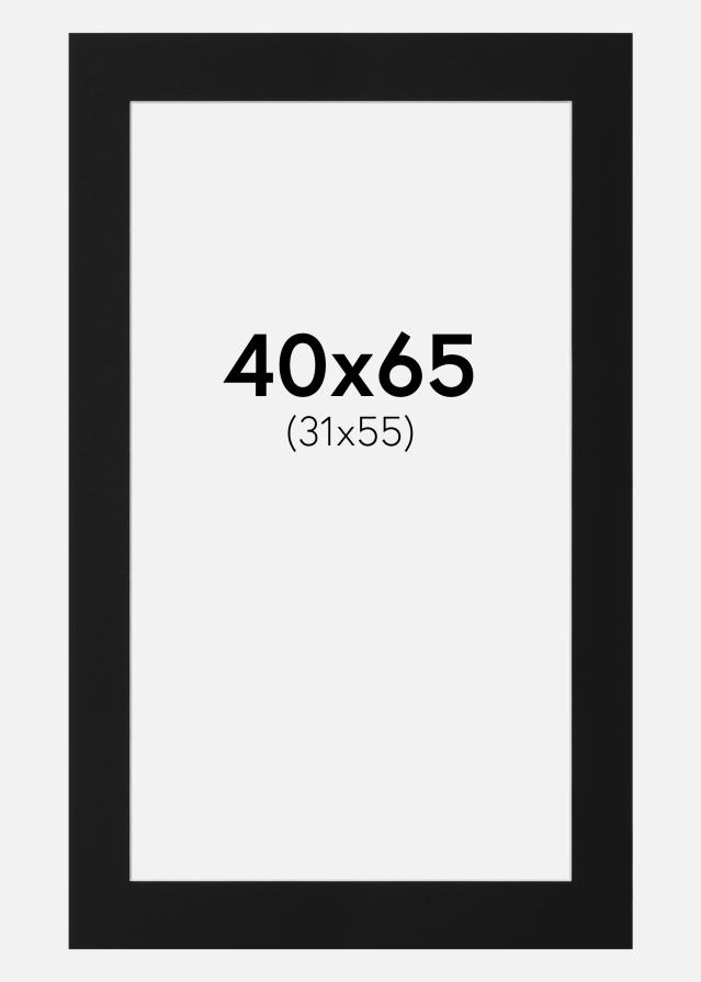 Passepartout Svart Standard (Vit Kärna) 40x65 cm (31x55)