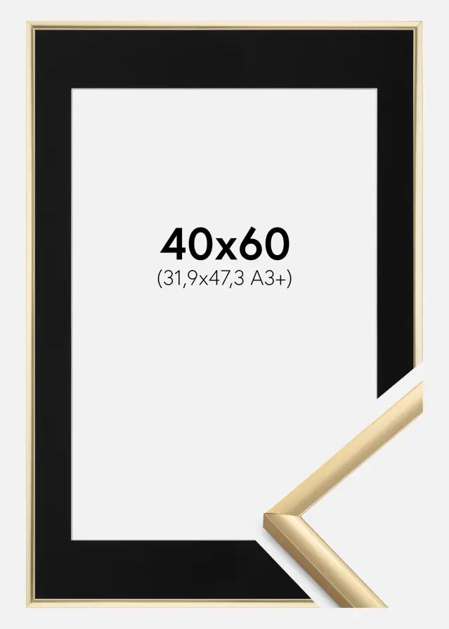 Ram New Lifestyle Guld 40x60 cm - Passepartout Svart 32,9x48,3 cm (A3+)