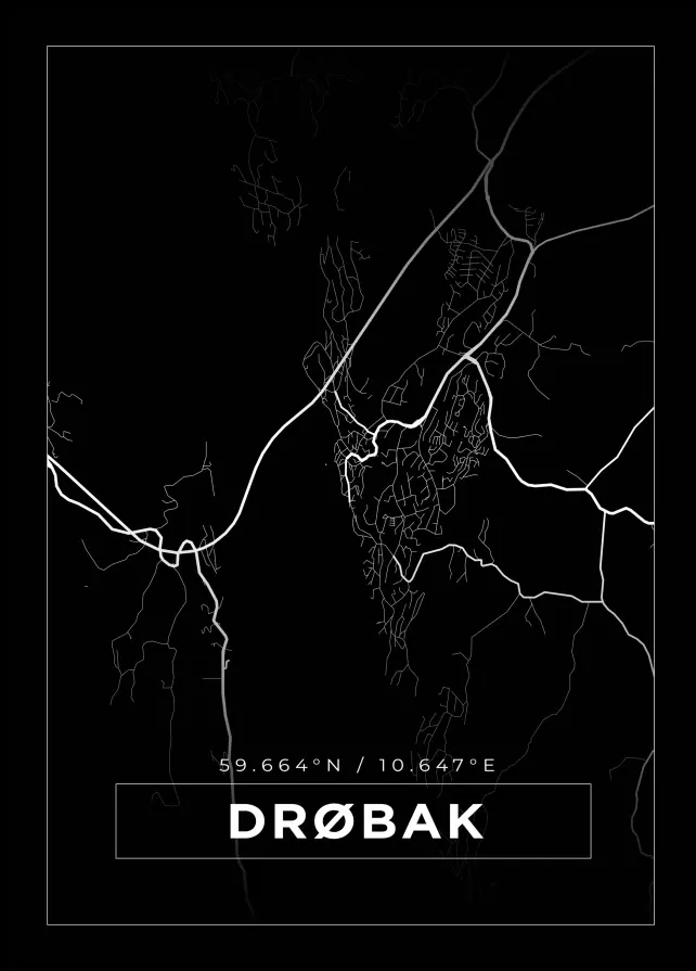Karta - Drøbak - Svart Poster