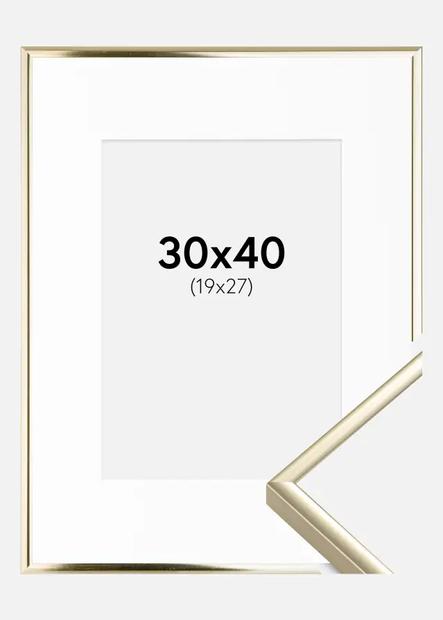 Ram Aluminium Blank Guld 30x40 cm - Passepartout Vit 20x28 cm