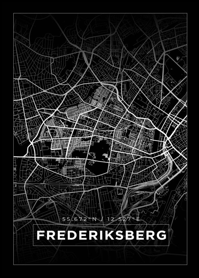 Karta - Frederiksberg - Svart Poster