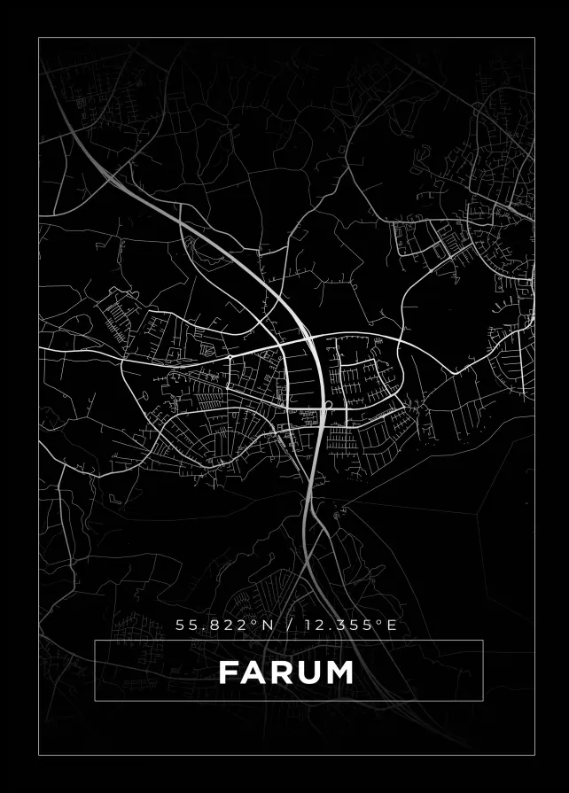 Karta - Farum - Svart Poster