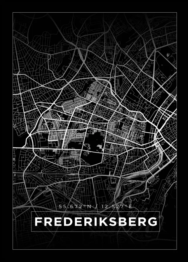 Karta - Frederiksberg - Svart Poster