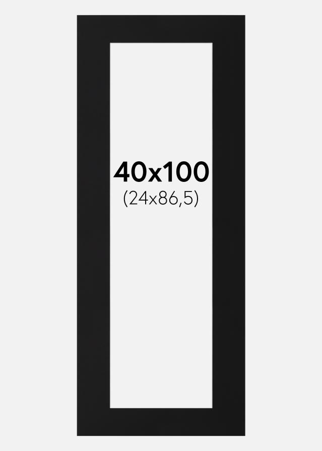 Passepartout Svart Standard (Vit Kärna) 40x100 cm (24x86,5)