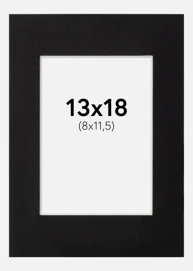 Passepartout Svart Standard (Vit kärna) 13x18 cm (8x11,5)