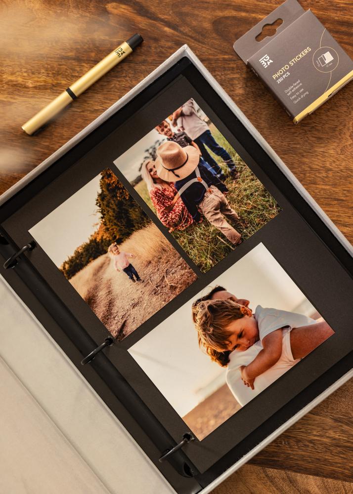 KAILA OUR LOVE STORY Grey - Coffee Table Photo Album (60 Svarta Sidor)