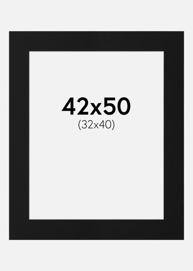 Passepartout Svart Standard (Vit Kärna) 42x50 cm (32x40)