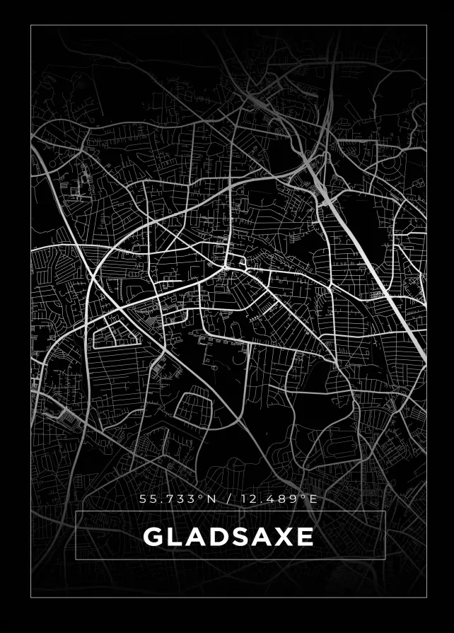Karta - Gladsaxe - Svart Poster