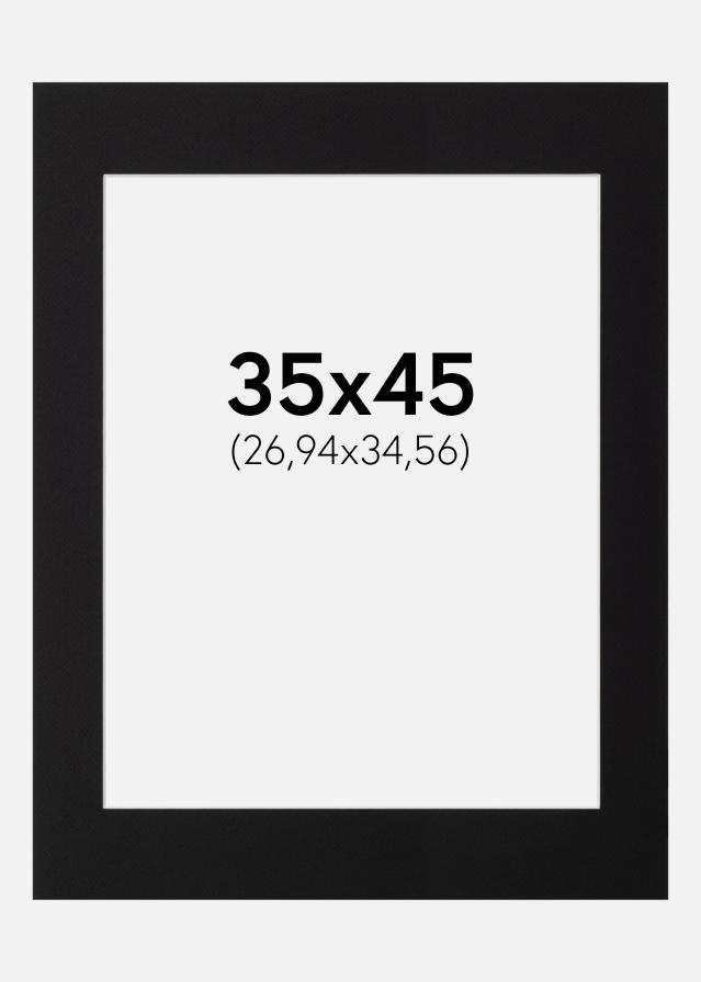 Passepartout Svart Standard (Vit kärna) 35x45 cm (26,94x34,56)