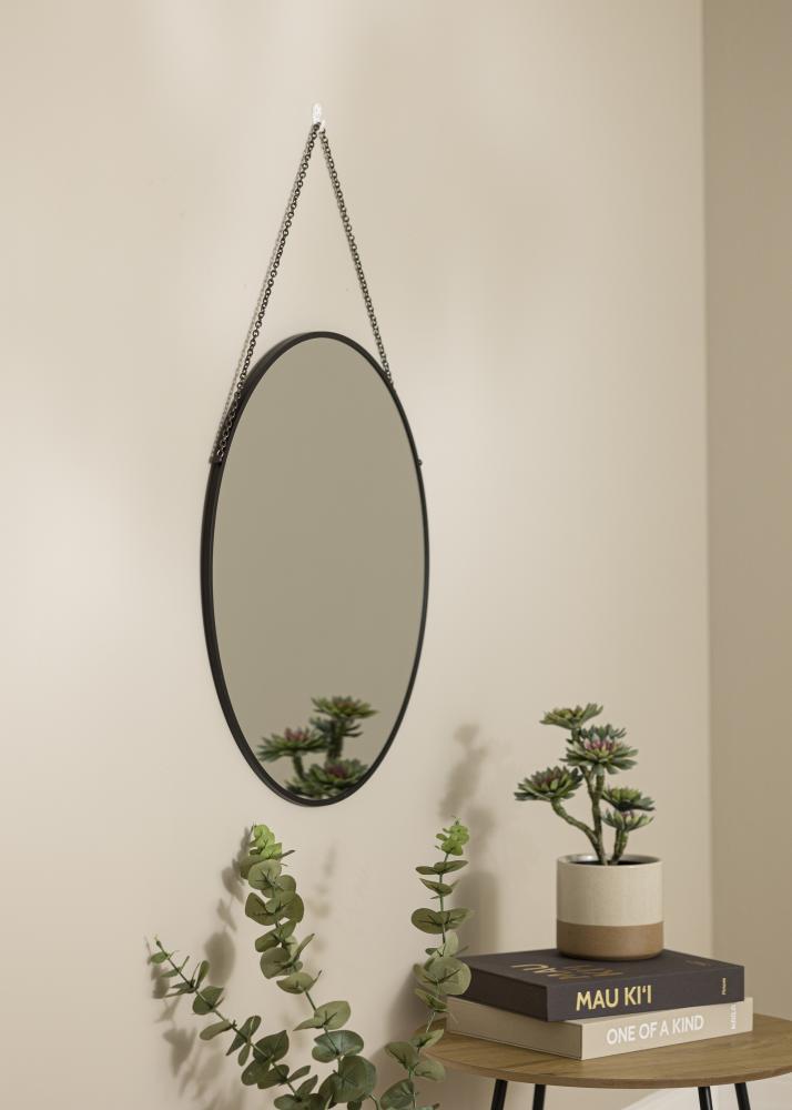 Rund Spegel Modern Svart 60 cm Ø