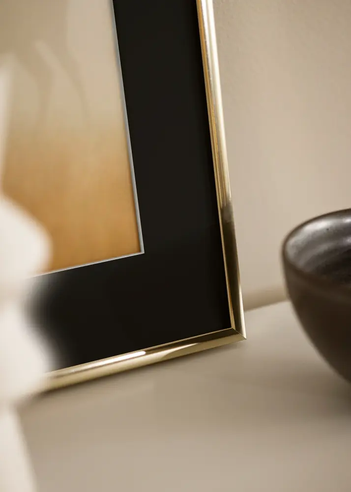 Ram Aluminium Blank Guld 30x40 cm - Passepartout Svart 21x30 cm