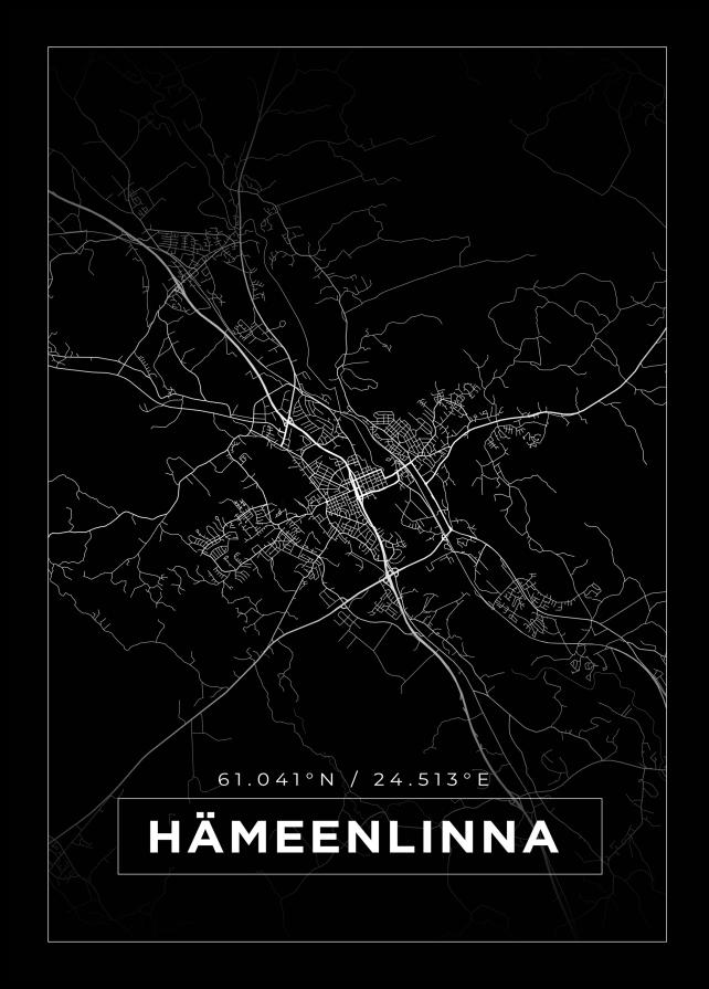 Karta - Hämeenlinna - Svart Poster