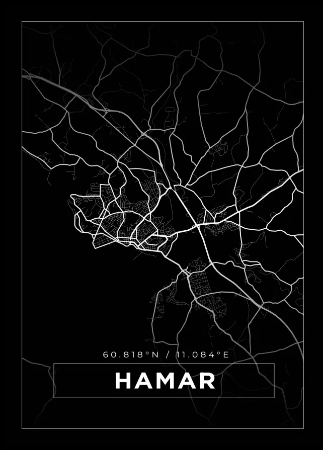 Karta - Hamar - Svart Poster
