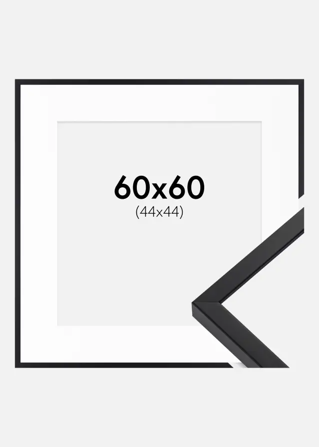Ram E-Line Svart 60x60 cm - Passepartout Vit 45x45 cm