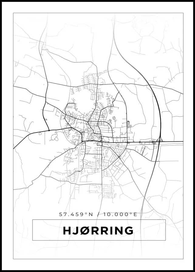 Karta - Hjørring - Vit Poster