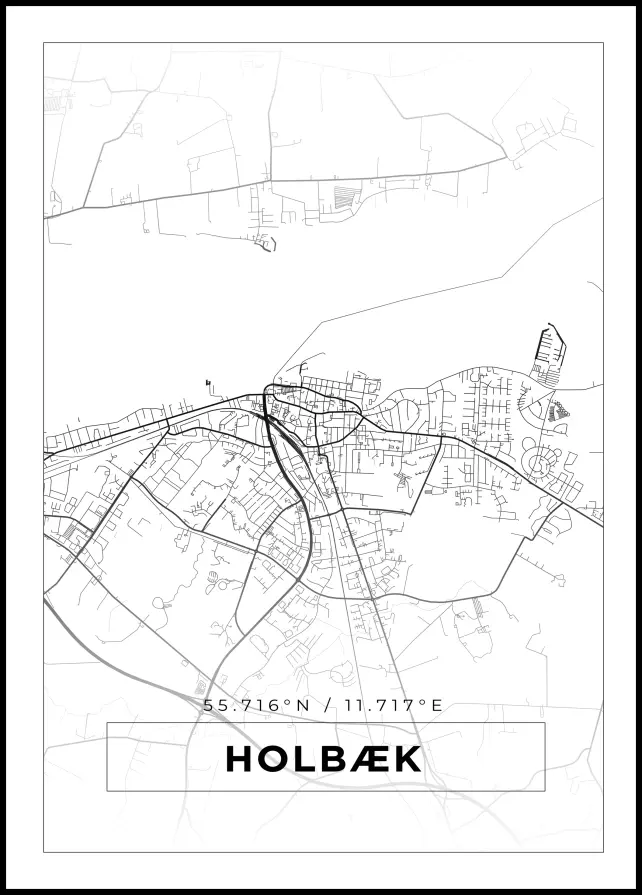 Karta - Holbæk - Vit Poster
