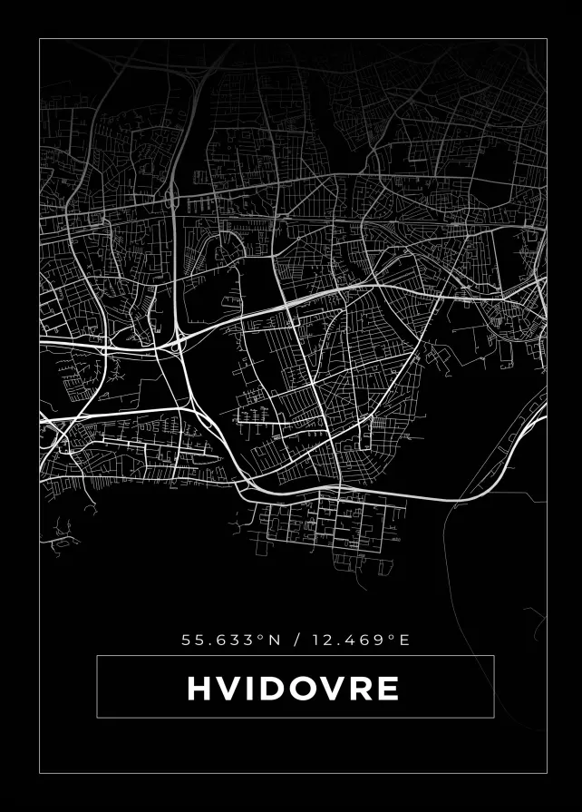 Karta - Hvidovre - Svart Poster