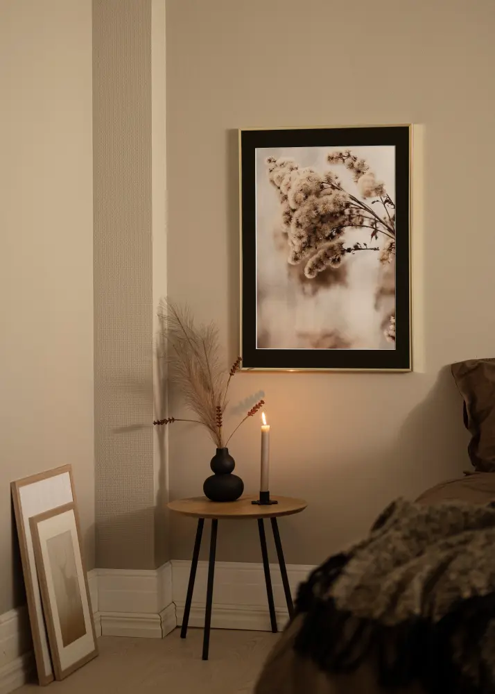 Ram Aluminium Blank Guld 30x40 cm - Passepartout Svart 21x30 cm
