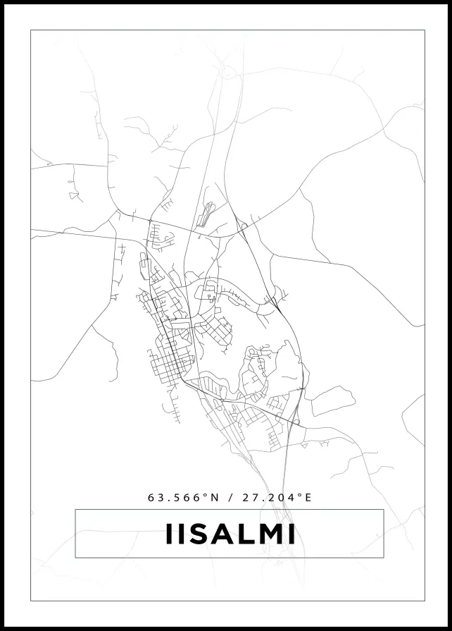 Karta - Iisalmi - Vit Poster