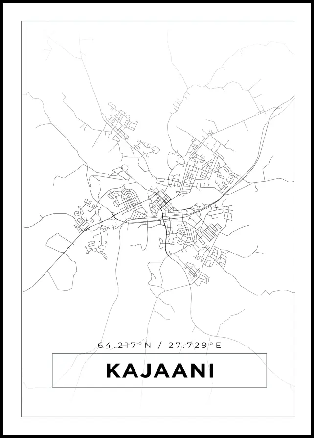 Karta - Kajaani - Vit Poster